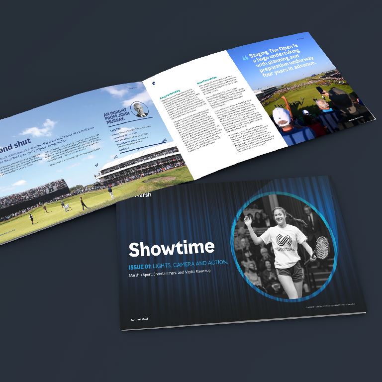Marsh Sport Showtime magazine issue 1 front cover and open with images and articles