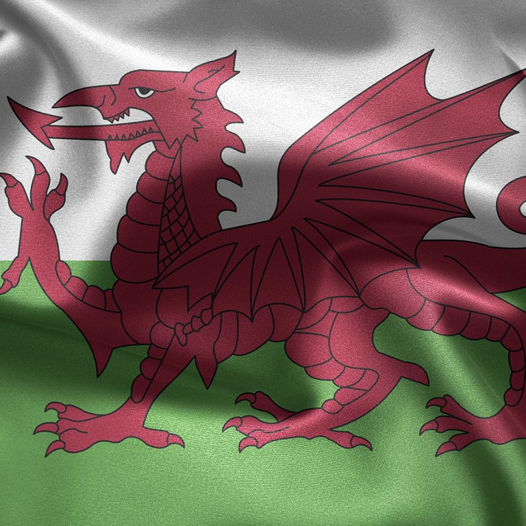 Close-up of the flag of Wales