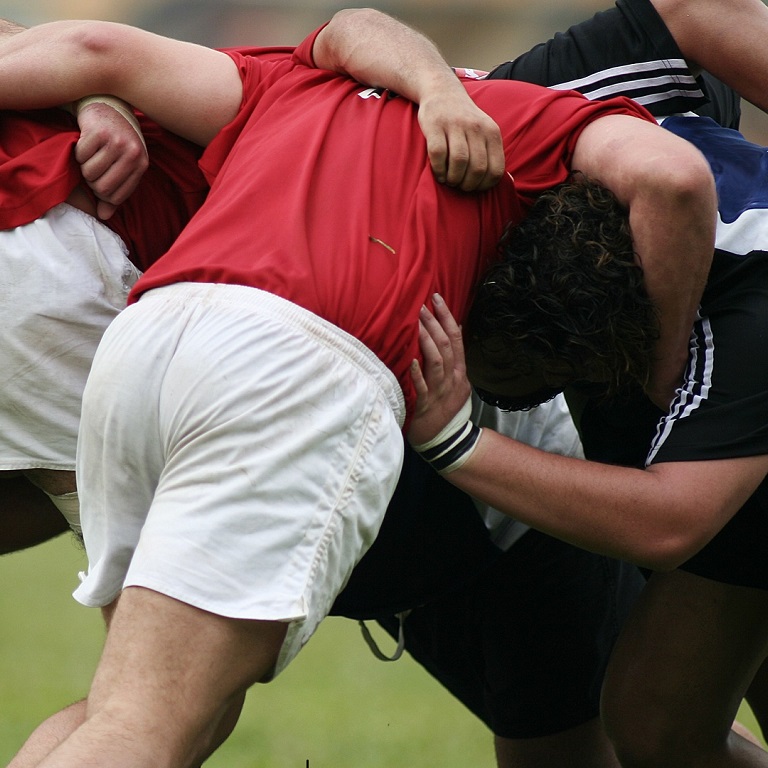 Rugby players in a scrum